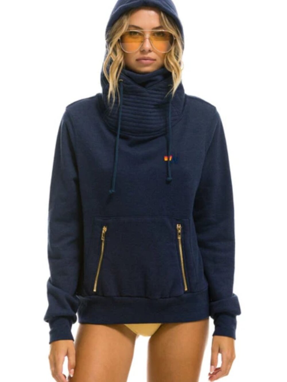 AVIATOR NATION Ninja Pullover Hoodie Navy Blue Size Large Unisex